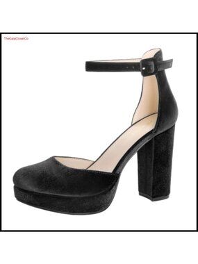 Platform Closed Toe Heels Round Toe High Chunky Pumps for Women